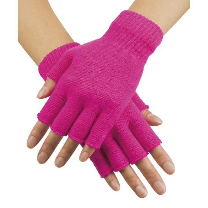 vingerloze neon handschoenen fluo roze