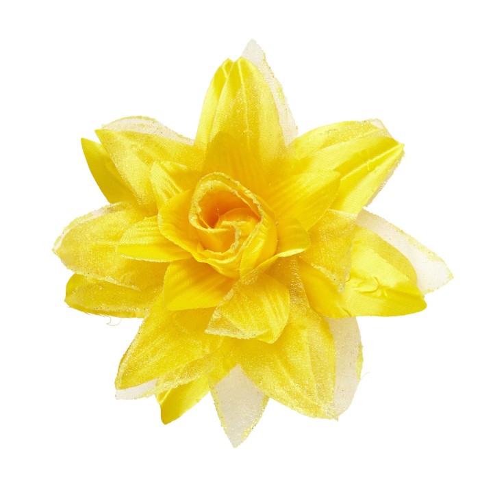 Hawaii bloem haarclip glitter geel