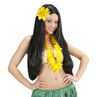 Hawaii bloem haarclip glitter geel