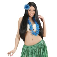 Hawaii bloem haarclip glitter blauw