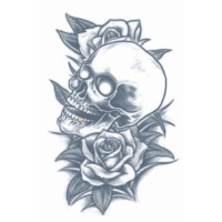 Prison nep plaktattoo doodshoofd met rozen tijdelijke tattoo