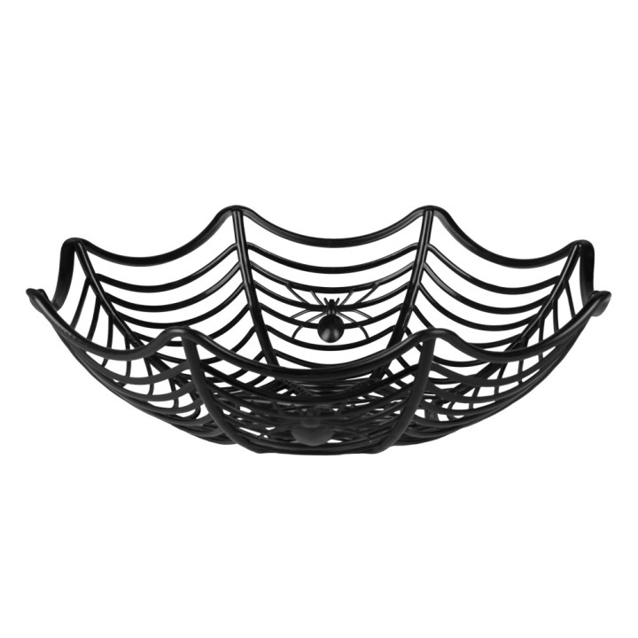 halloween tafeldecoratie versiering spullen Halloweenmandje spinnenweb 27cm