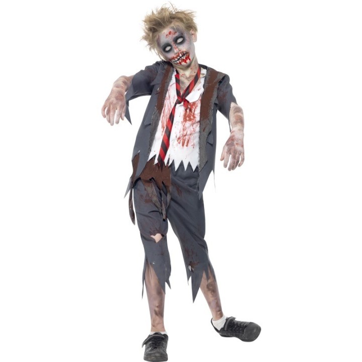 Zombie schooljongen kostuum pak halloween horror kleding