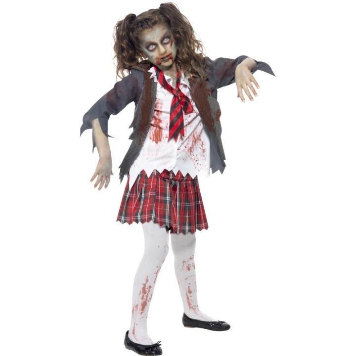 Zombie schoolmeisje kostuum pak halloween kleding