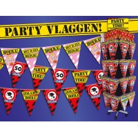 Verjaardag slinger 9 jaar verkeersbord versiering feestartikelen - decoratie - vlaggenlijn