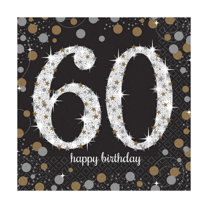 Verjaardag servetten 60 jaar (16st) versiering decoratie feestartikelen