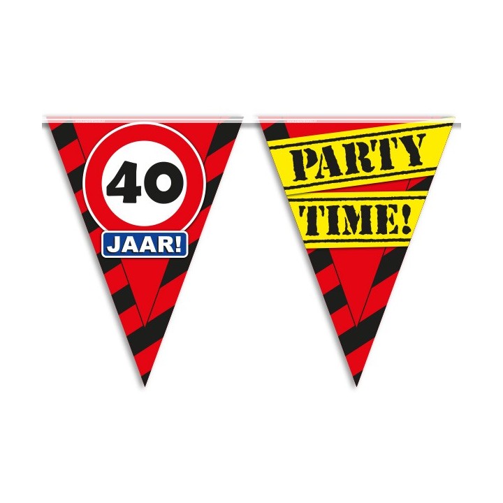 Verjaardag slinger 40 jaar verkeersbord versiering feestartikelen decoratie vlaggenlijn