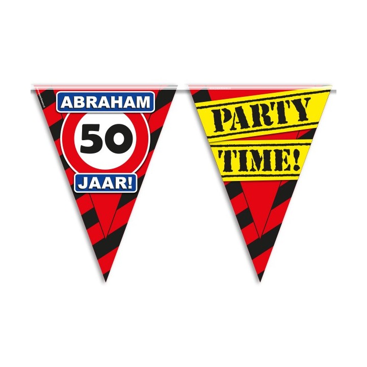 Verjaardag slinger Abraham 50 jaar verkeersbord versiering feestartikelen decoratie vlaggenlijn