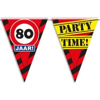 Verjaardag slinger 80 jaar verkeersbord versiering feestartikelen decoratie vlaggenlijn