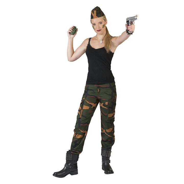 Leger broek camouflage kleding Cathy vrouwen legerpak soldaten kostuum verkleedkleding carnavalskostuum 