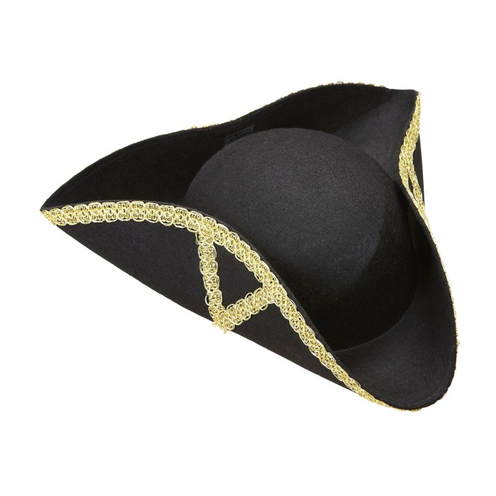 Historische hoed driesteek piratenhoed zwart