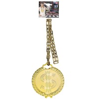 Gouden HIPHOP ketting met dollar plaque 58 cm