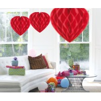 honeycomb hart rood valentijn decoratie versiering