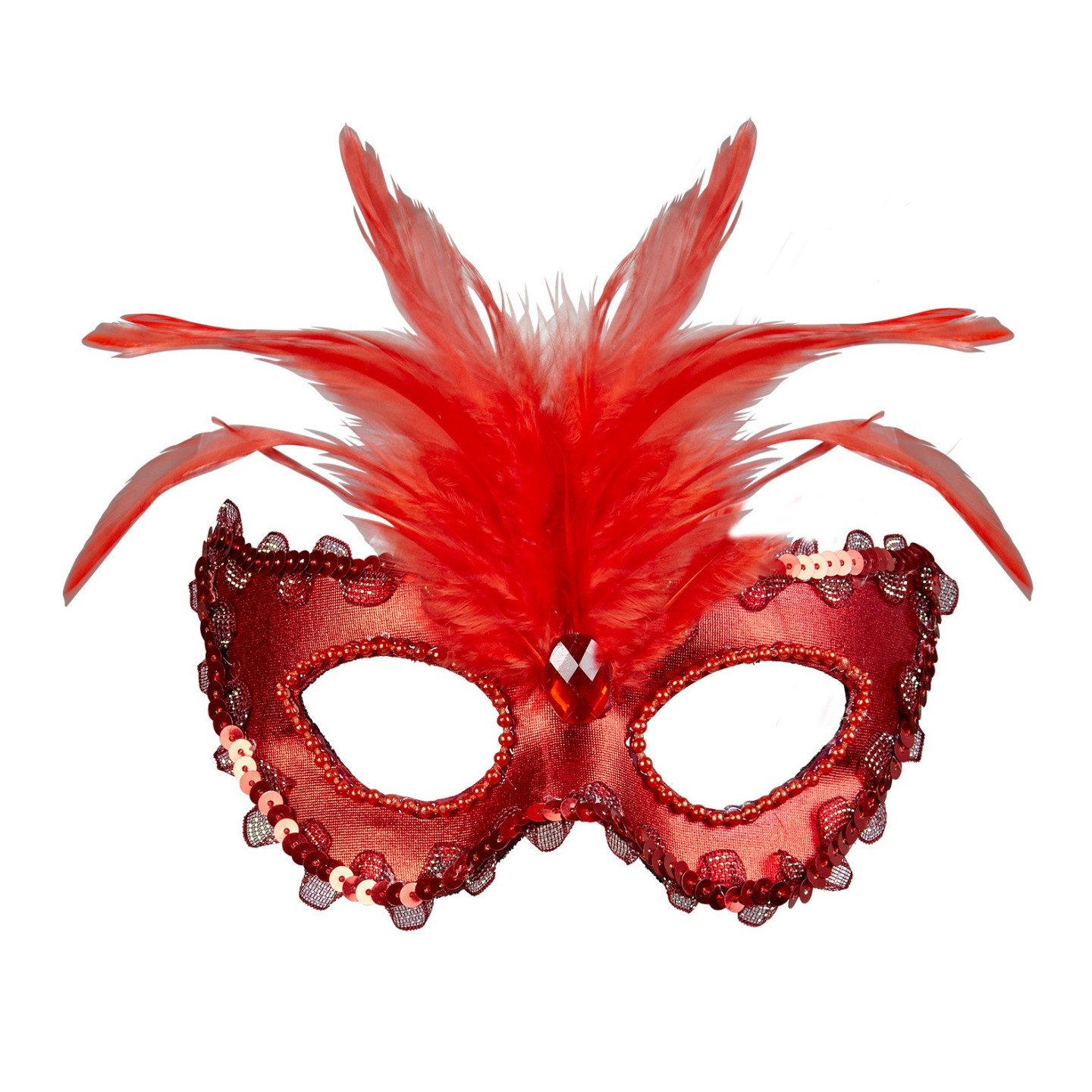 venetiaans masker gemaskerd bal rood veren