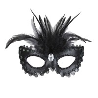venetiaans masker gemaskerd bal zwart veren