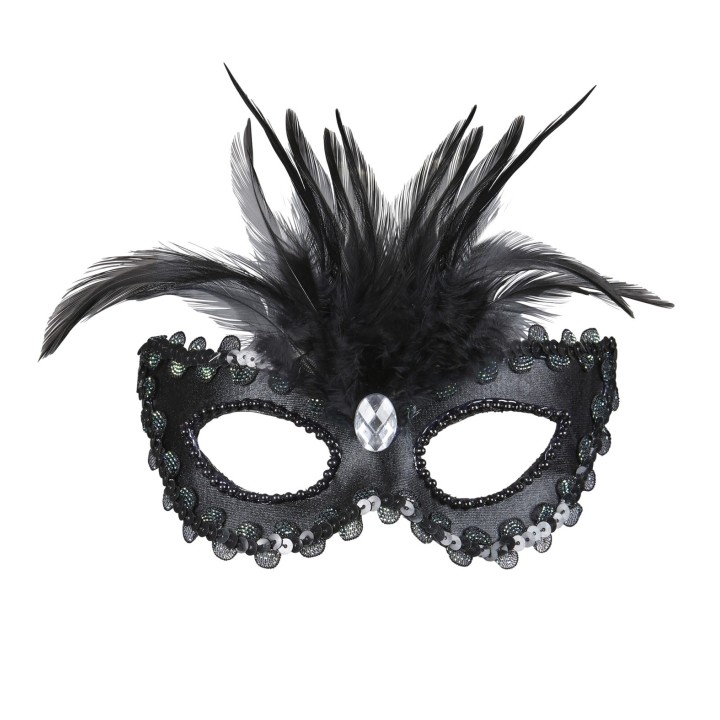venetiaans masker gemaskerd bal zwart veren
