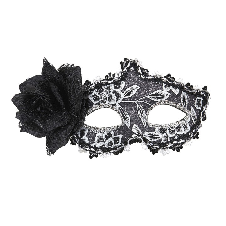 Venetiaans Masker Glitter Zwart Bloem