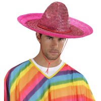 Mexicaanse sombrero hoed roze 48cm groot