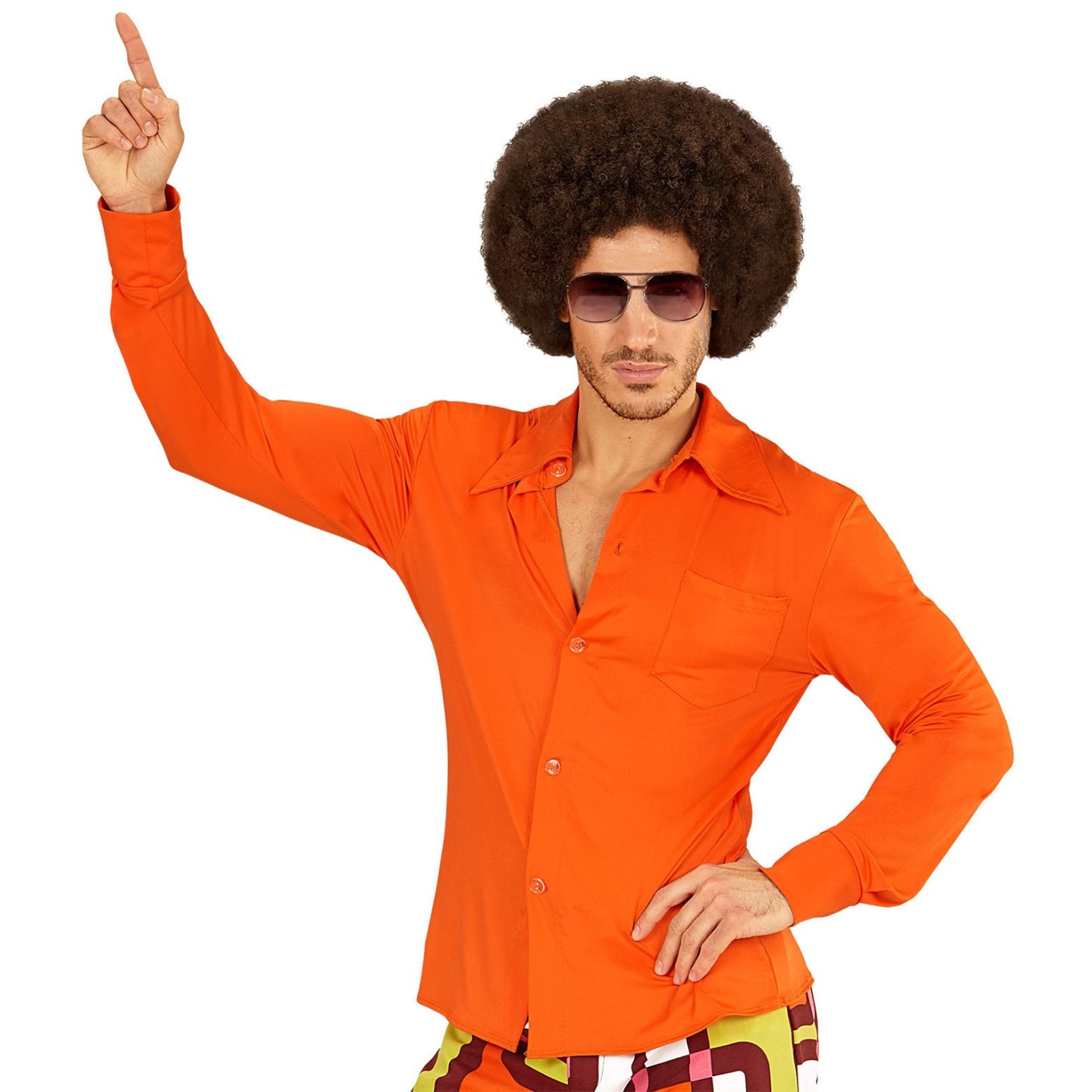Jaren 70 retro disco shirt Oranje heren
