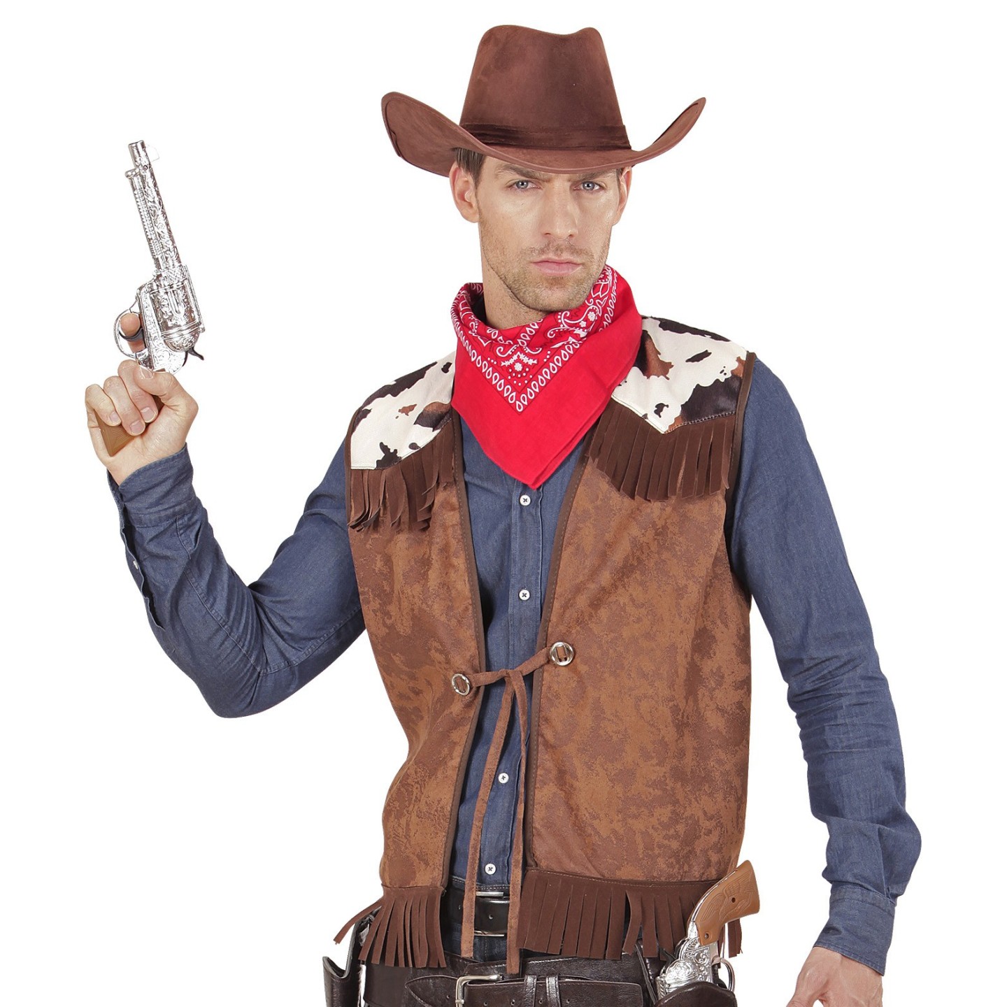 Extremisten haar Grap Cowboy gilet heren | Jokershop.be - Western carnavalskleding