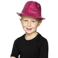 roze Glitter hoed met LED lichtjes