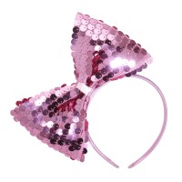 Roze glitter strik diadeem 80's accessoires