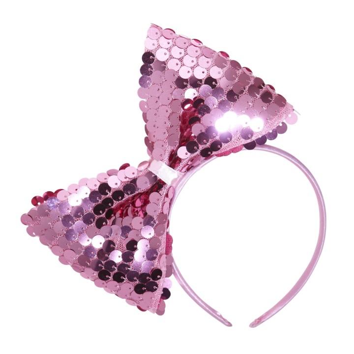 Roze glitter strik diadeem 80's accessoires
