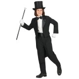 Slipjas zwart kind carnaval kostuum goochelaar