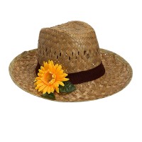 Strooien hoed rieten hawaii hoedje bloem
