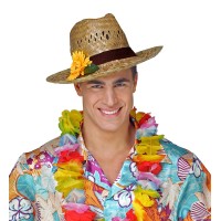 Strooien hoed rieten hawaii hoedje bloem