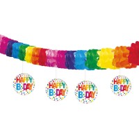 Regenboog stippen polka dots verjaardag versiering slinger