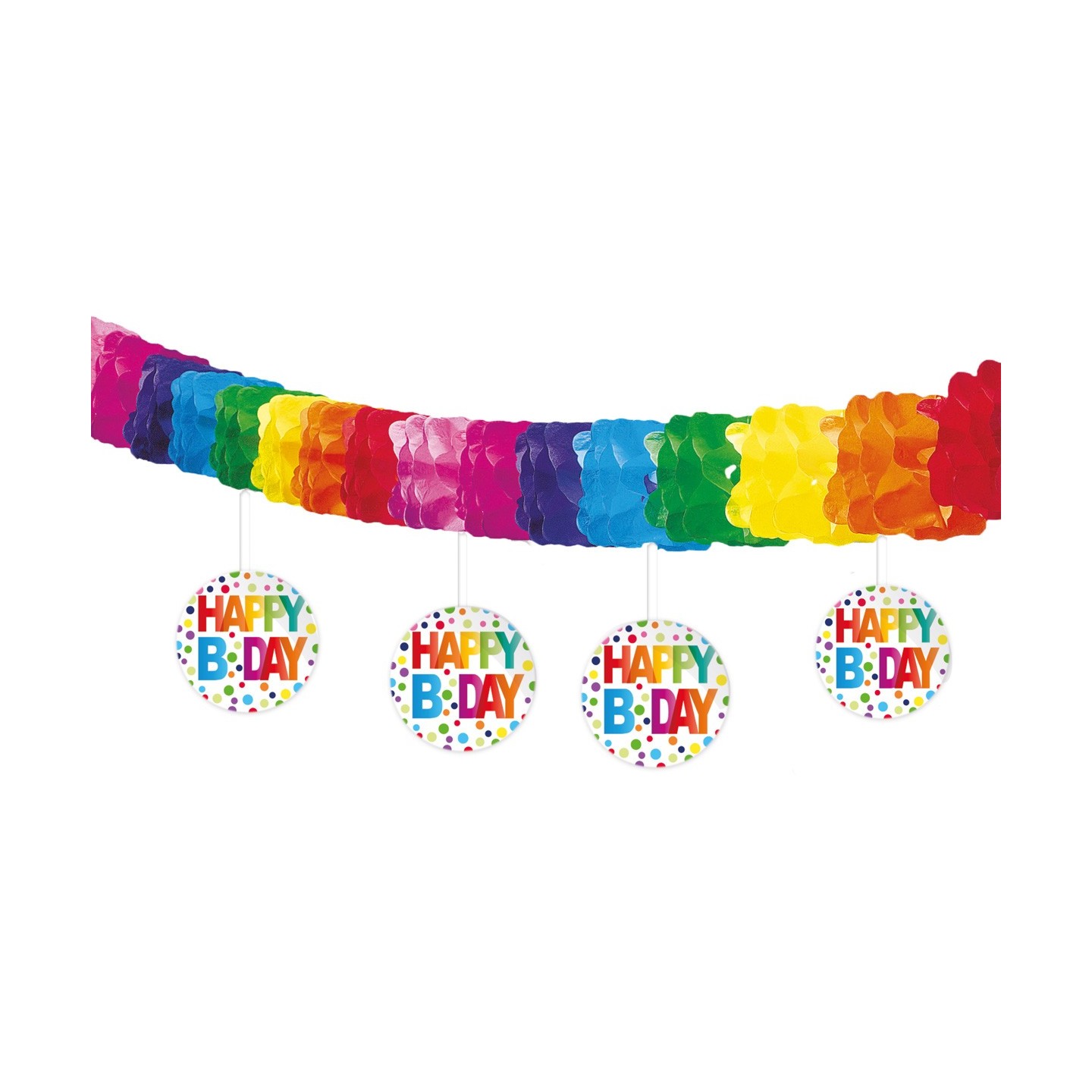 Regenboog stippen polka dots verjaardag versiering slinger