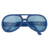 Blauwe disco bril glitter feestbril partybril