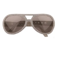 Zilveren disco bril met glitter montuur