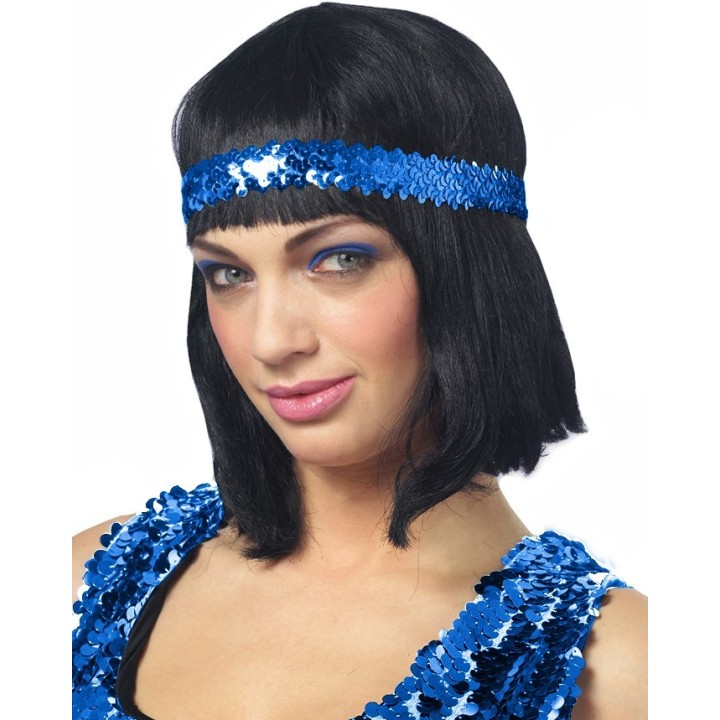 Pailletten hoofdband blauw haarband glitter