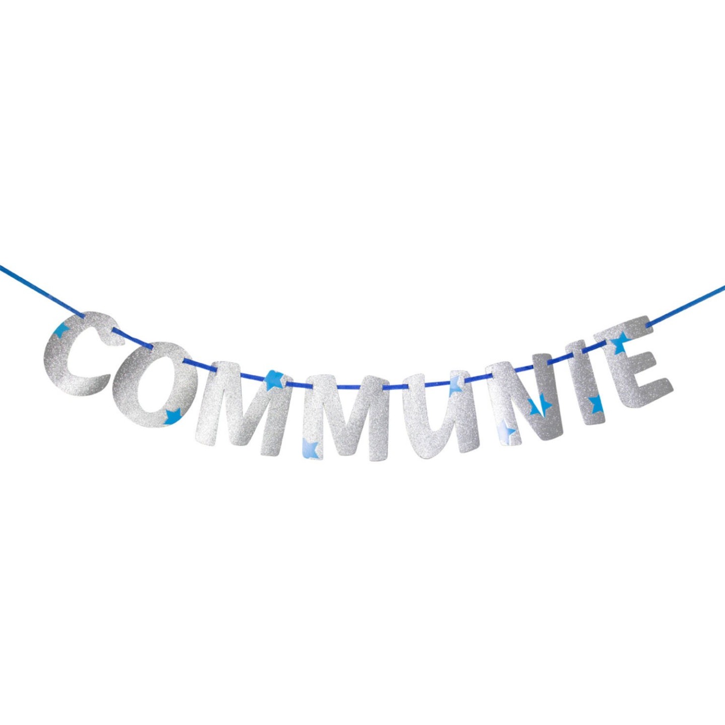 letters slinger communie blauw versiering decoratie