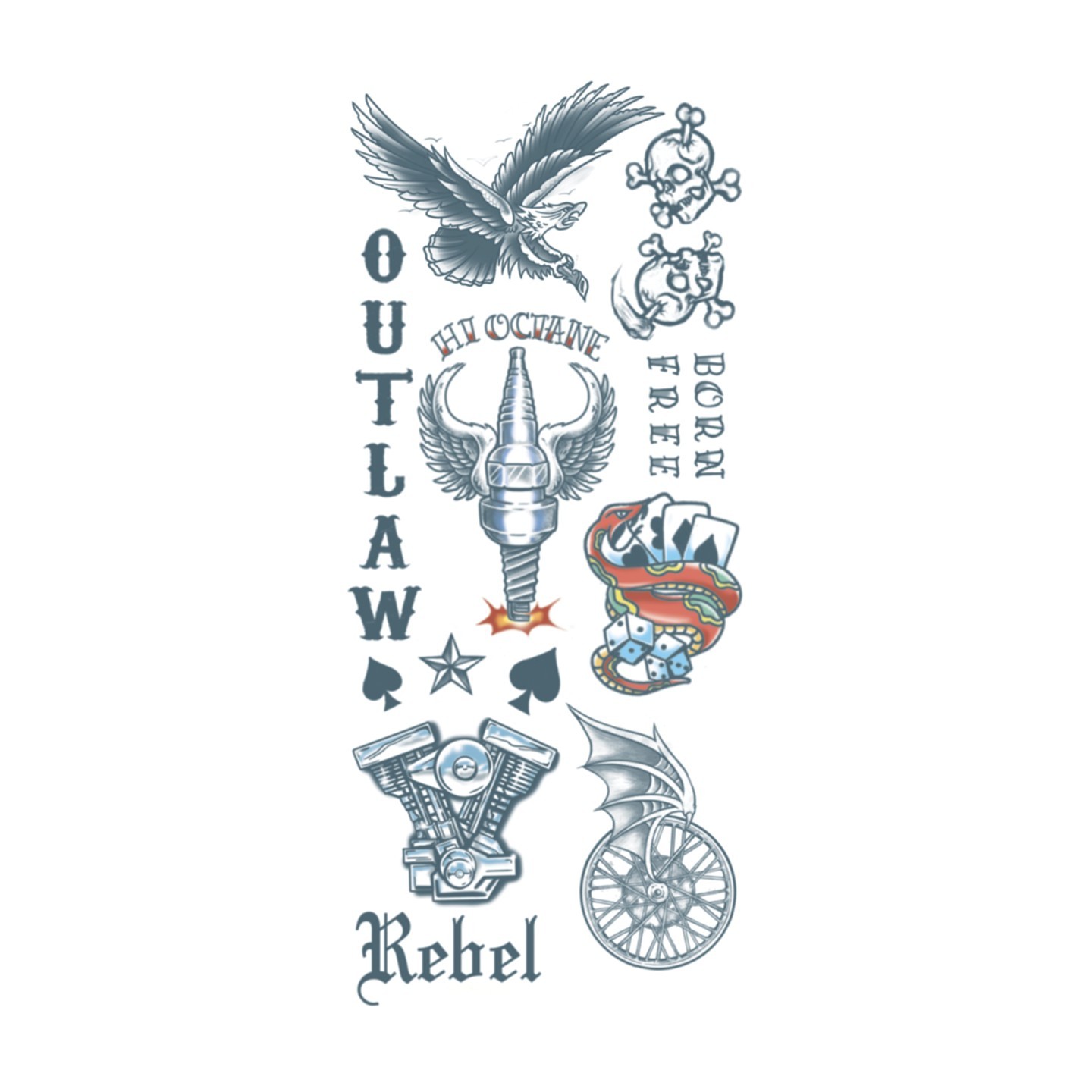 Tijdelijke nep plak tattoo Biker Outlaws