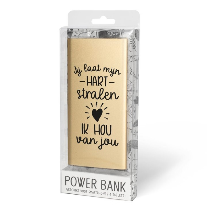 Cadeau Powerbank goud - ik hou van jou