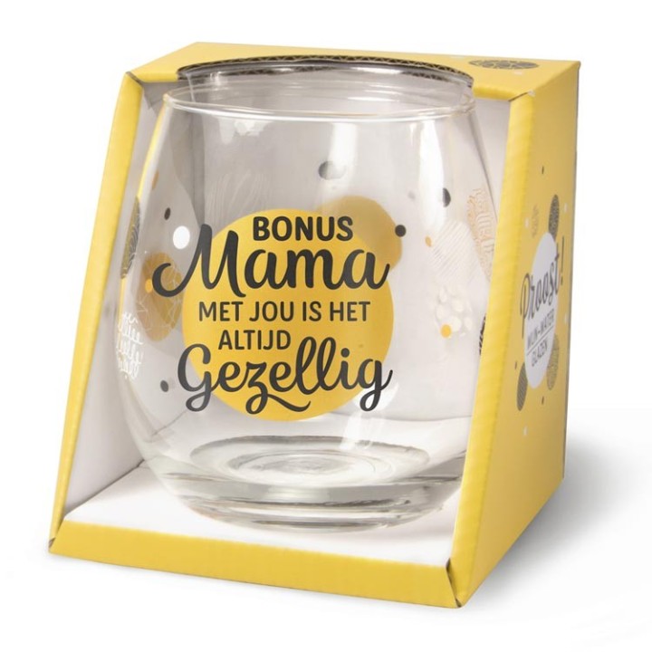 Wijn-gin-waterglas Bonus Mama Proost !