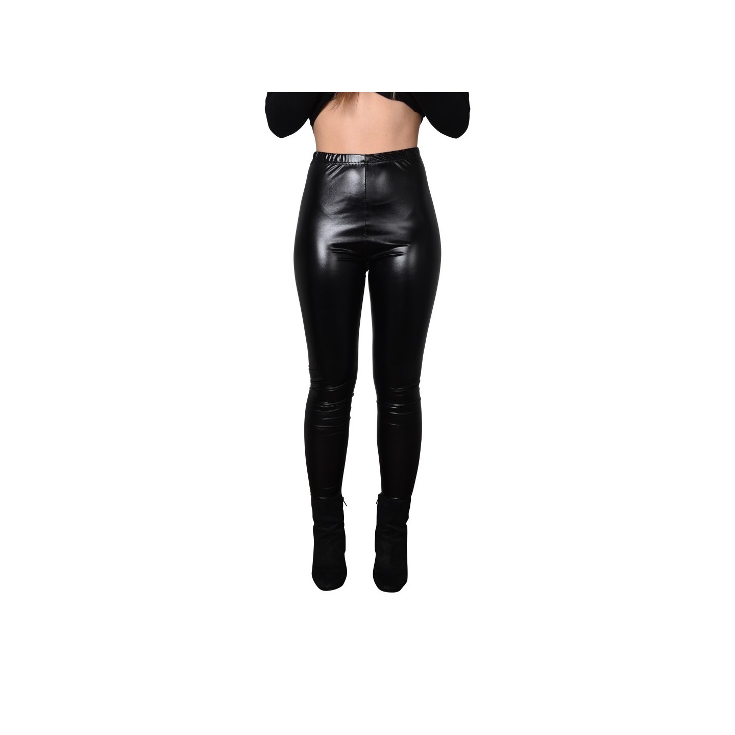 zwarte metallic legging  dames carnaval