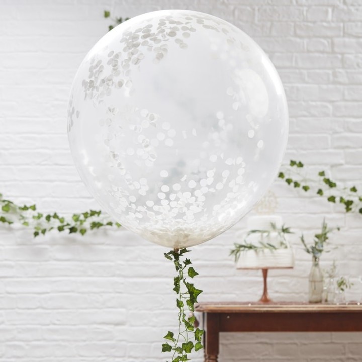 Witte grote confetti ballonnen 90 cm