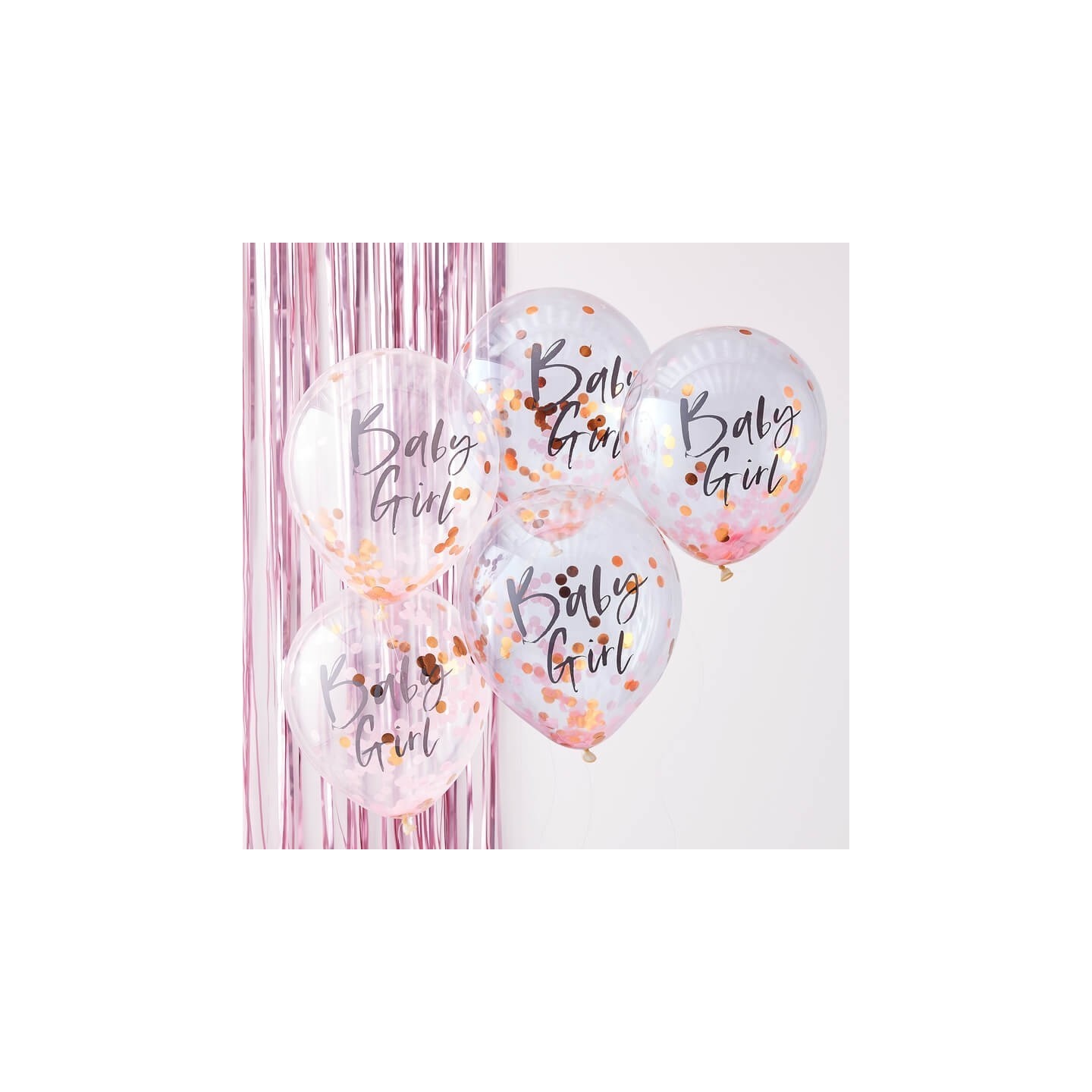 Confetti ballonnen Baby girl geboorte versiering