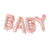 Folieballon "Baby" roségoud geboorte baby shower decoratie