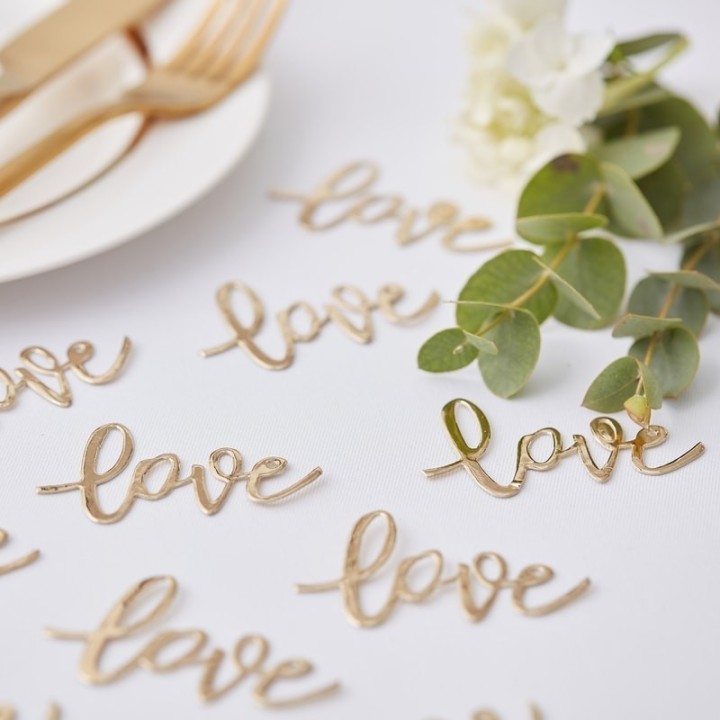 tafelconfetti love goud bruiloft jubileum decoratie