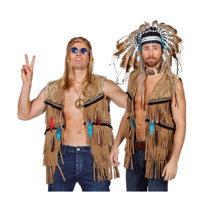 Indianen Hippie gilet met franjes bruin