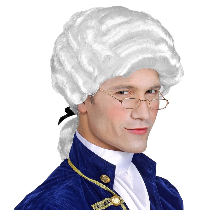 Mozart pruik staart wit carnavalspruik
