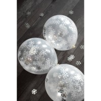 Confetti ballonnen ijskristallen sneeuwvlokken zilver