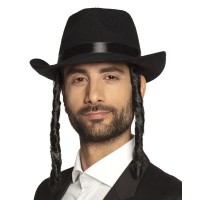 Joodse hoed met krullen rabbijn David