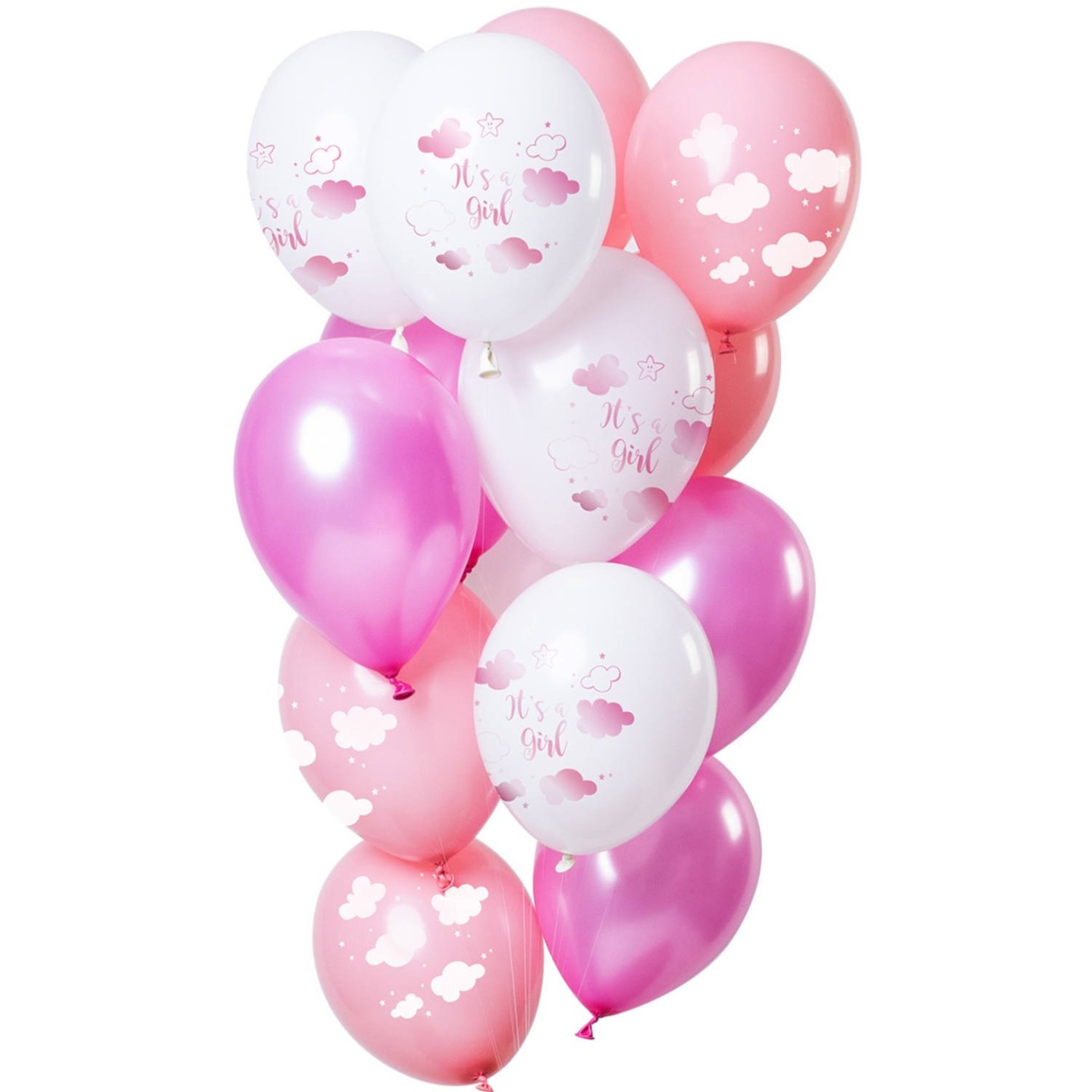 Ballonnen set mix geboorte meisje roze