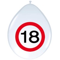 Verjaardag ballonnen verkeersbord 18 jaar